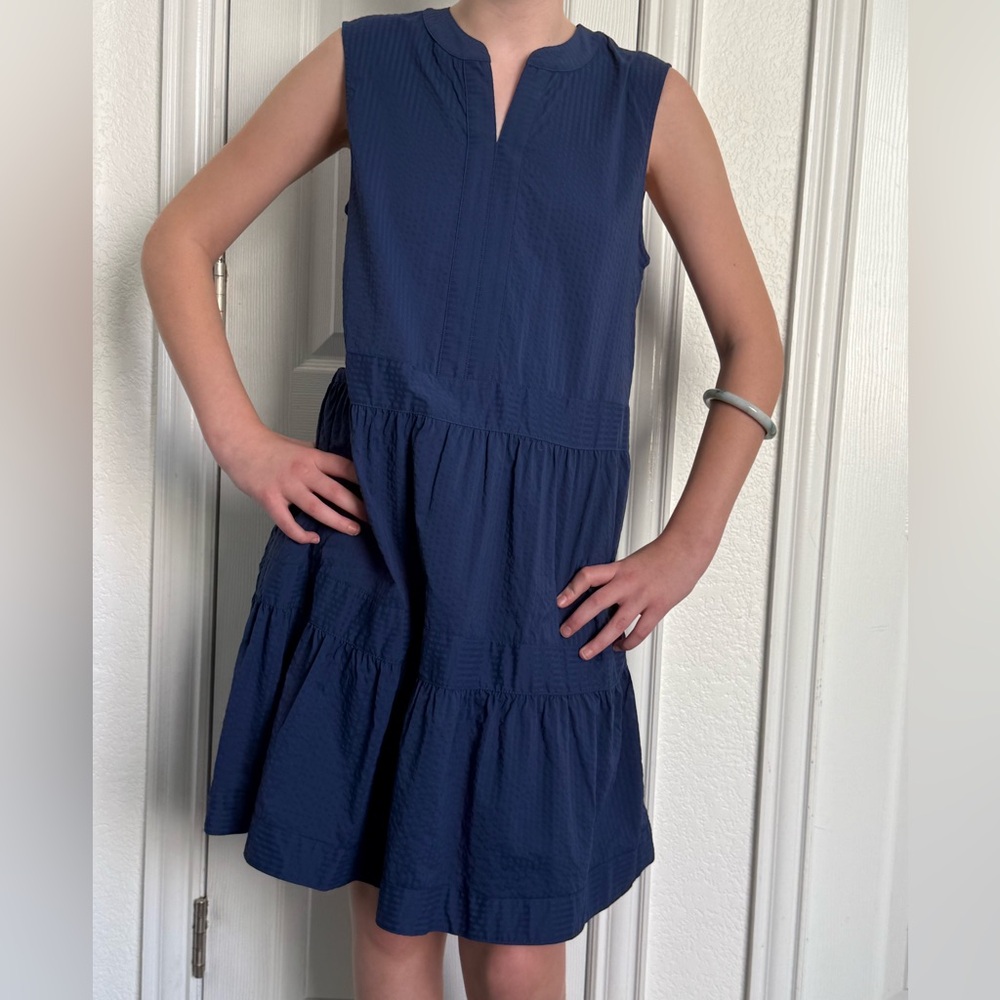 Vineyard Vines Navy Harbor Tiered Girls Dress